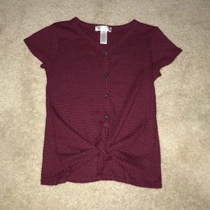 Burgundy short sleeve with buttons